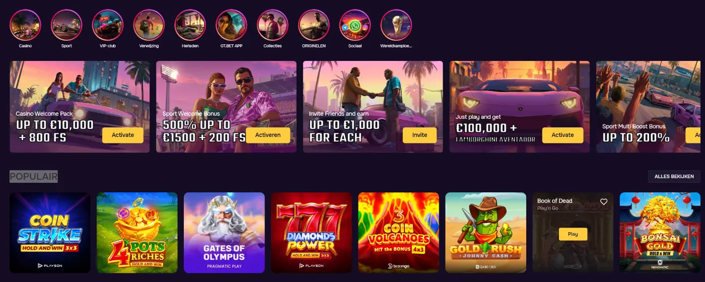 GTbet Casino Startpagina GTbet Casino Startpagina